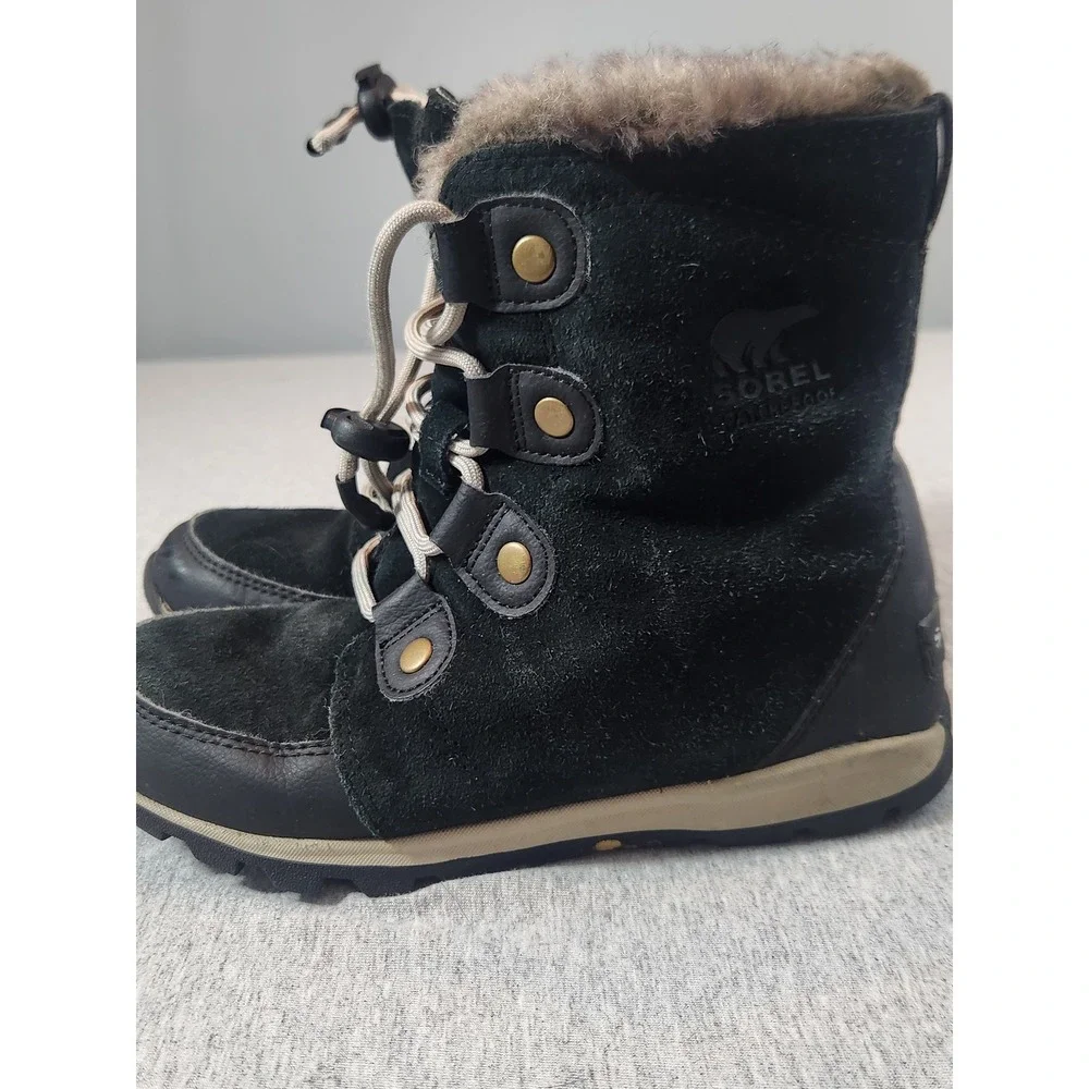 Sorel Joan of Arctic Youth 3 Black Waterproof Faux Fur Winter Boots NY2329